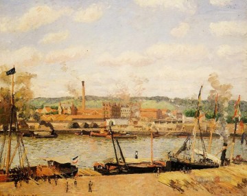 ブルック川の流れ Painting - ルーアン近くのオワセルの綿工場の眺め 1898年 カミーユ・ピサロ 風景の流れ